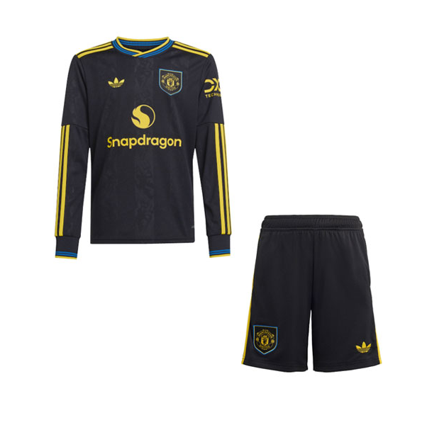 2025-26 Manchester United Kids Third Long Sleeve Soccer Children Kits Shirt With Shorts